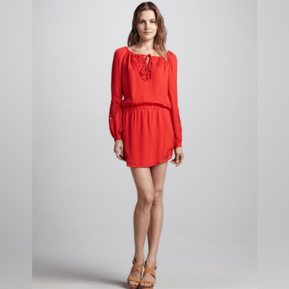 Haute Hippie Embroidered Silk Dress - Red